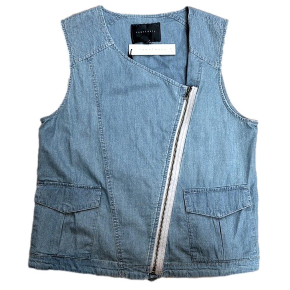 Sanctuary Vest Jean Denim Moto size M Medium